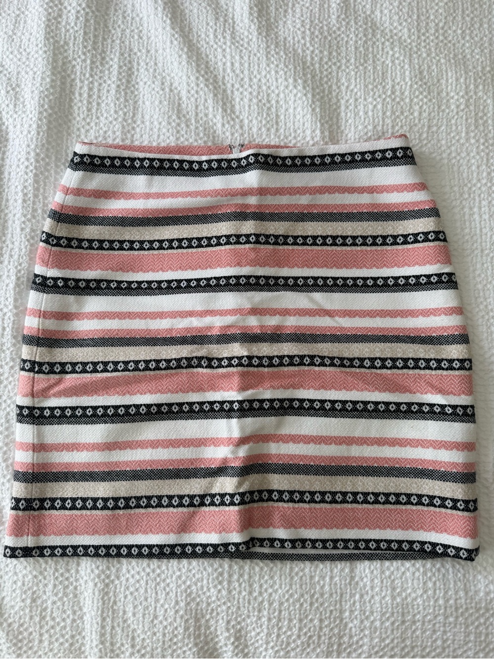 Loft Striped Pink and Black Knit Mini Skirt